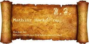 Mathisz Harkány névjegykártya